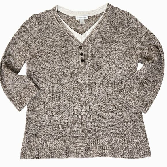 Christopher And Banks Pullover Sweater Womens Large Ramie Blend Textured Knit - Picture 4 of 7